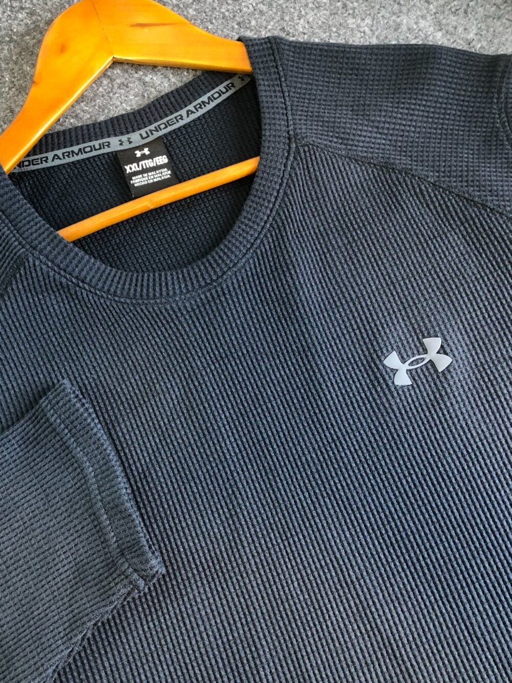 Under Armour Shirt Mens XXL Black Thermal Waffle Knit Long Sleeve Gym